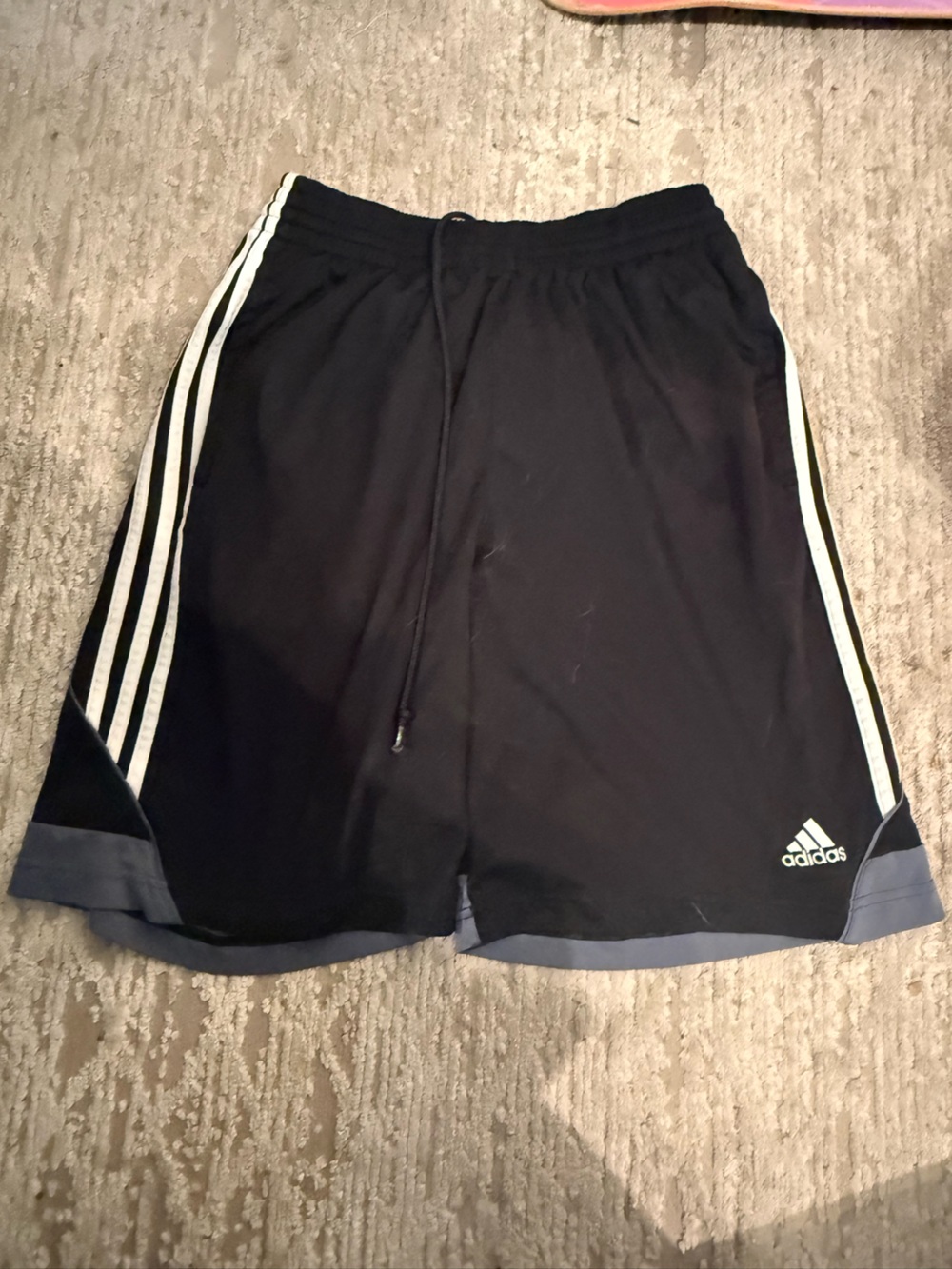 adidas Men’s Black Athletic Shorts with White Side Stripes